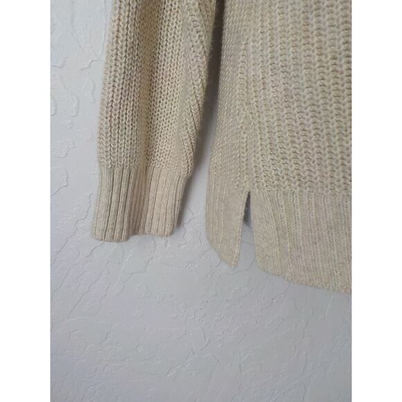 Candance Cameron Bure Turtleneck Sweater Women Small Neutral Beige Cable Knit - Picture 7 of 10